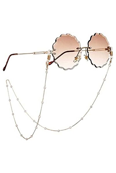 Mirfa Spectacles Anti-Slip Chain, Retainer Glasses Strap Necklace (Golden Chain with Small White Pearls)