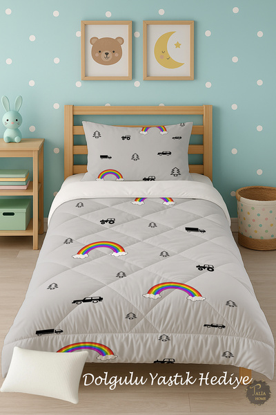 Talia Home Дитячий односпальний ковдра з малюнком веселки та автомобілів TLAG...