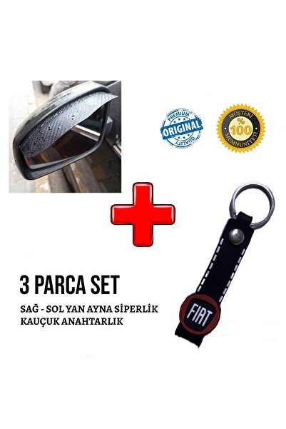 Lazer Store Fiat Linea ile Uyumlu Carbon Ayna Siperlik ve Kauçuk Anahtarlık Set