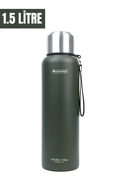 Orcamp Paslanmaz Çelik Çift katlı Kamp Termosu Bardaklı 1500 ml (Out-5100)