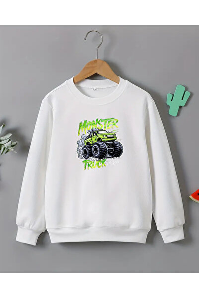 haha Erkek Çocukları için Truck Baskılı Uzun Kollu T-shirt