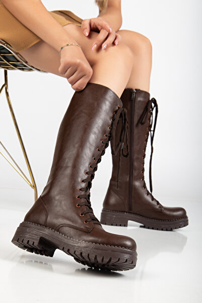 MİSS ZÜLÜF Uzun Bot Çizme Postal kaymaz taban sıcak tuta polar astar