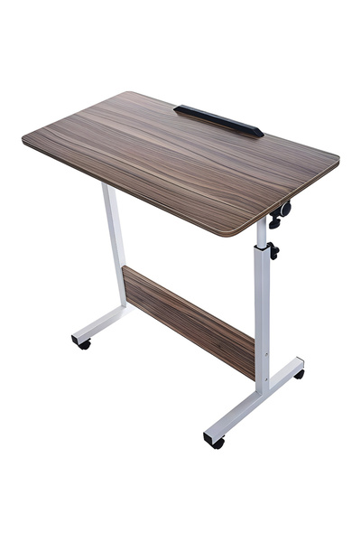 Cady One Wooden laptop table with metal frame and wheels, height adjustable surface, ideal for work and study