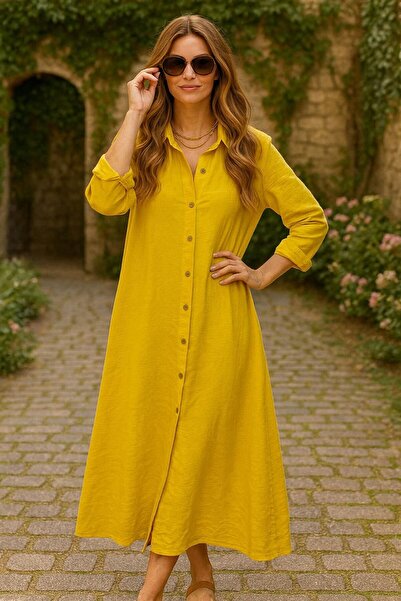 CLOTHİNGG1 Tunik Keten ve Pamuk Karışımlı