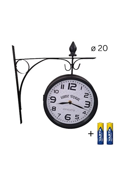 HYVESTO Ceas de perete cu doua fete, Hyvesto, analogic, din metal, cu suport, baterii incluse