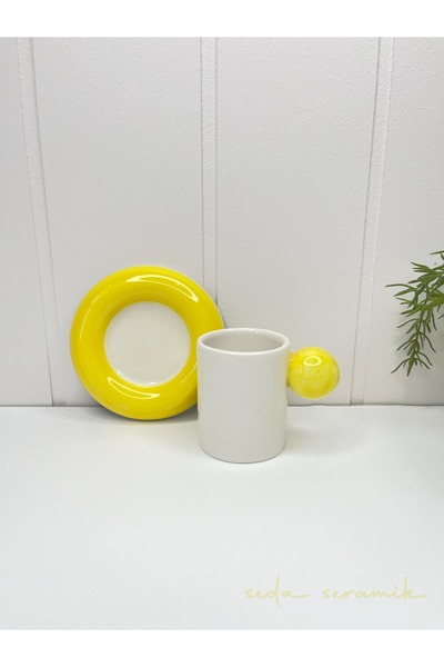 seda seramik Handmade 9 Color Dragee Series 4-Piece Coffee Cup Set for 2 People