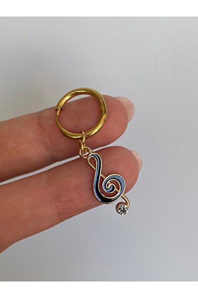 kurukafagift Steel Earrings with Single Note Figure in Gold and Black Color