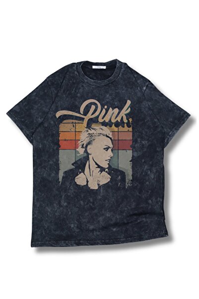 Fuddy Moda Tricou unisex lavabil cu litere roz, tricou supradimensionat cu te...