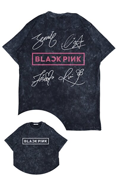 Fuddy Moda تي شيرت قابل للغسل مطبوع عليه علامات بلاك بينك للجنسين، تي شيرت كب...