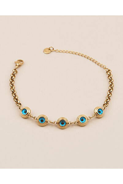 Portakal Esintisi Arzelia Nazar Beaded Steel Bracelet
