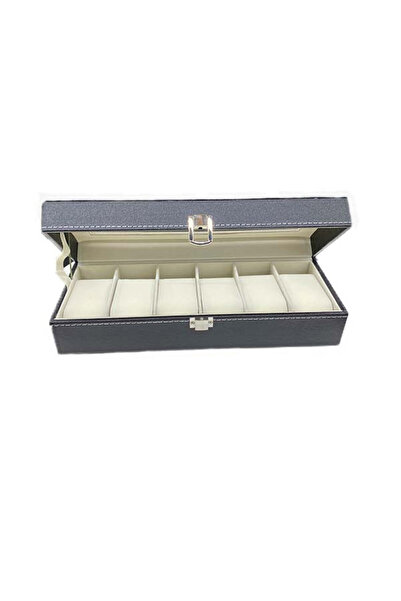 velve Κομψό κουτί για ρολόγια και κοσμήματα με έξι διαμερίσματα 7 X 11 X 30, μαύρο