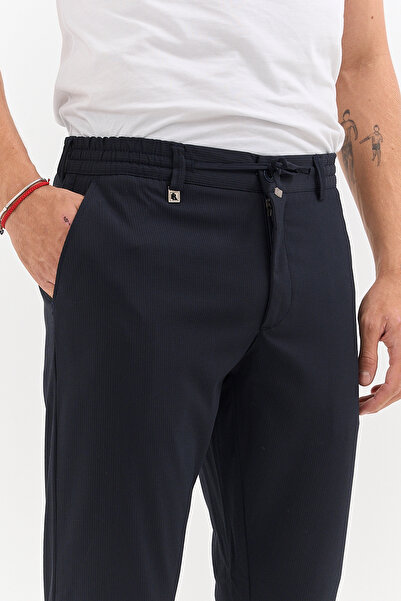 BLACK LEE Erkek Çizgili Jogger Beli Lastikli Bağcıklı Likralı Rahat Kalıp Pantolon