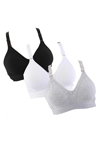 MODA حمالة صدر من القطن الممشط المطاطي العريض مكونة من 3 قطع بدون أسلاك