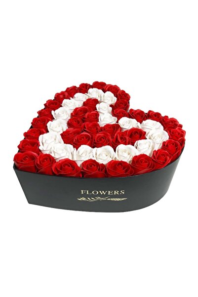 Colorissima Heart Arrangement of Red and White Soap Roses, Colorissima, 29cm