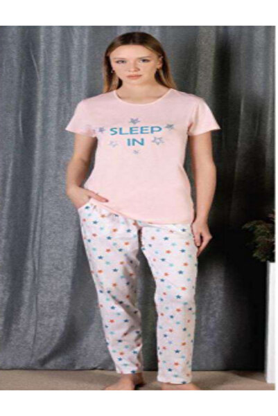 MİSS AYZA İÇTEN GELEN ŞIKLIK MissAyza 2300 guler rotund cu imprimeu (bumbac-cotton) Set pijamale pentru femei