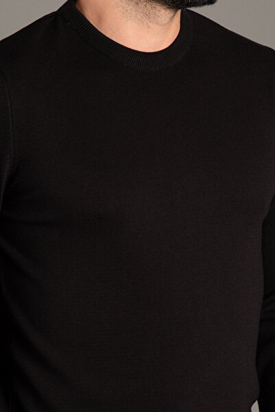 ZEKİ ÖZER Men's Black Basic O-Neck Knitwear