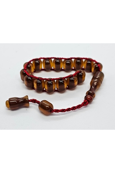 MERCAN-I ALA سبحة كهرمان طراز زازا منسوجة يدويًا طبيعياً من USTASINDAN مع نظا...