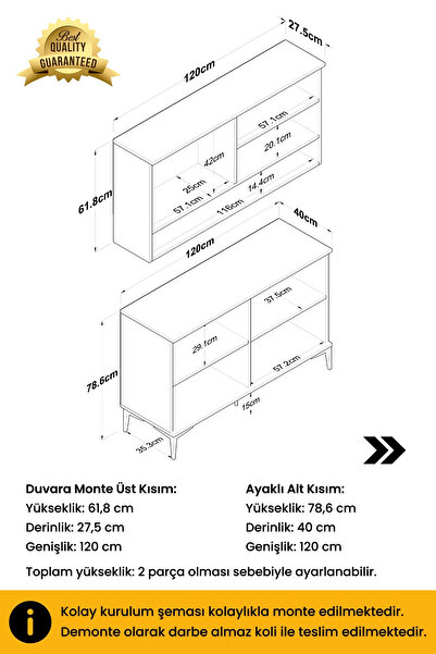 B3 Concept 8 Kapaklı Özel Tasarım Lüks Kahve Köşesi Özel Tasarım - Kolay Kurulum - Mutfak Çok Amaçlı Dolap