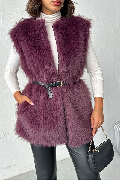 SUN STYLE Lined Long Vest with Collar Hook and Pocket