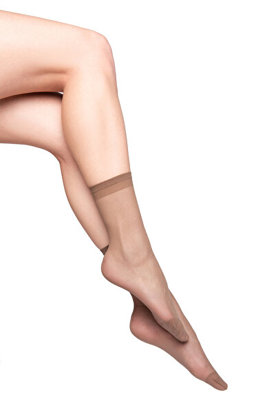 PETRA-ELISA Set of 2 pairs, Polyamide Socks 1/4 20 DEN, Chestnut, One Size