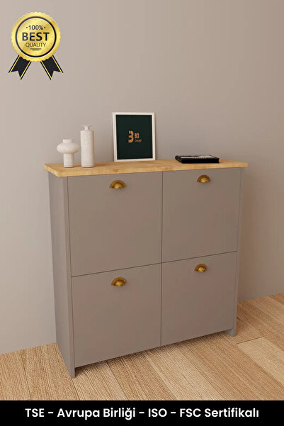 B3 Concept 4 Kapaklı 4 Raflı 1. Kalite Ayakkabılık Kapalı Çok Amaçlı Kapaklı Modern Ayakkabı Dolabı