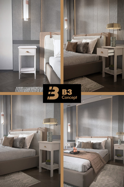 B3 Concept Retro Serisi Özel Tasarım Tek Çekmeceli Yatak Yanı Komodin Kum Taşı