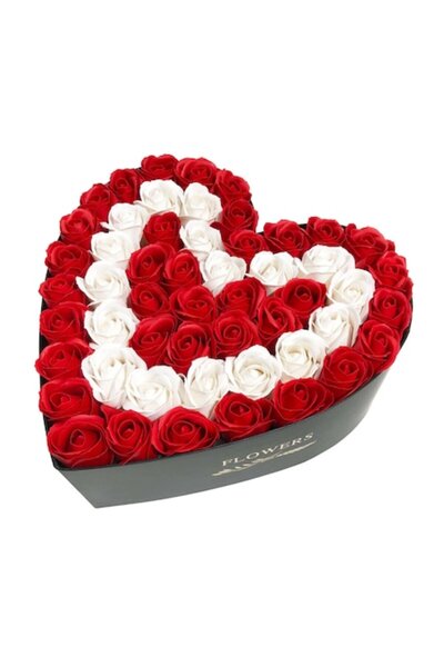 Colorissima Heart Arrangement of Red and White Soap Roses, Colorissima, 29cm