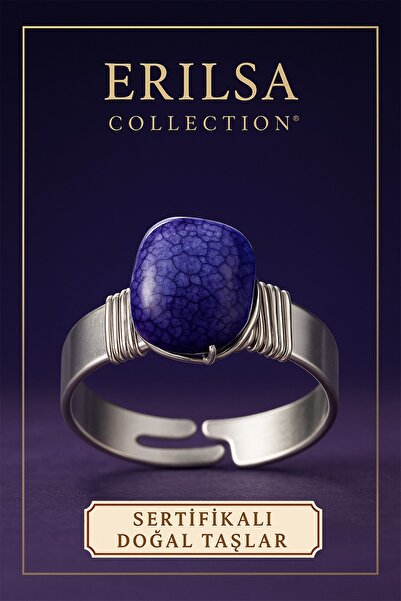 Erilsa خاتم من حجر العقيق الأرجواني الطبيعي المعتمد - علبة سميكة قابلة للتعديل