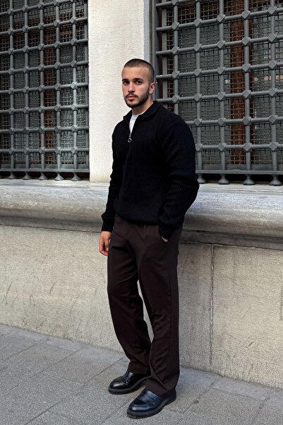 Livio Ferri Mena Men's Polo Neck Thessaloniki Knit Half-Zip Thick Knitwear Sweater