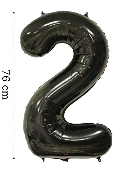 Genel Markalar Folyo Balon 2 Rakamı Helyum Balon 76 Cm Siyah Renkli - 2 Yaş B...