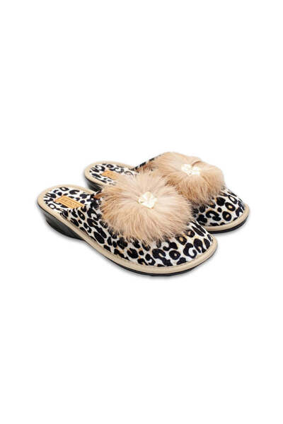 Belsta Beige leopard print slippers