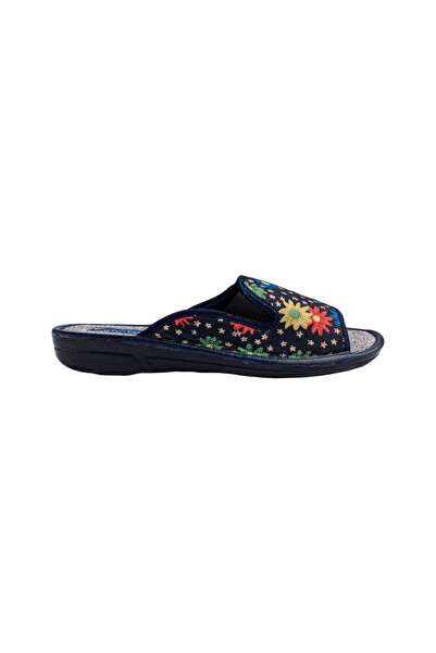Belsta Textile slippers with floral print, black color