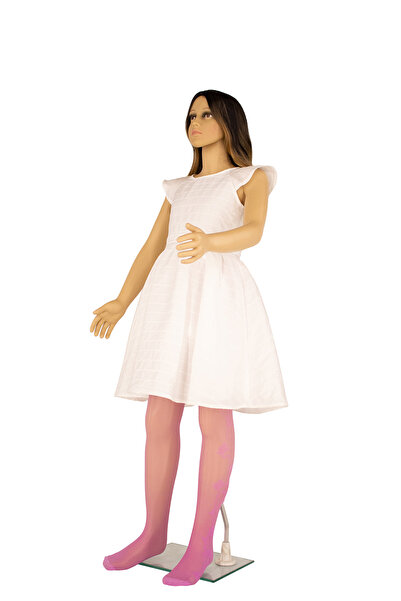 PETRA-ELISA Children's Lycra 20 Den Tights with Bianca pattern, Fuchsia Pink, 9-11 years