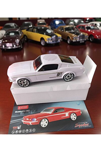 ÇEÇEN HOME Beyaz Araba Nostaljik Bluetooth Hoparlör Fm Radyo USB Tf Aux Deste...