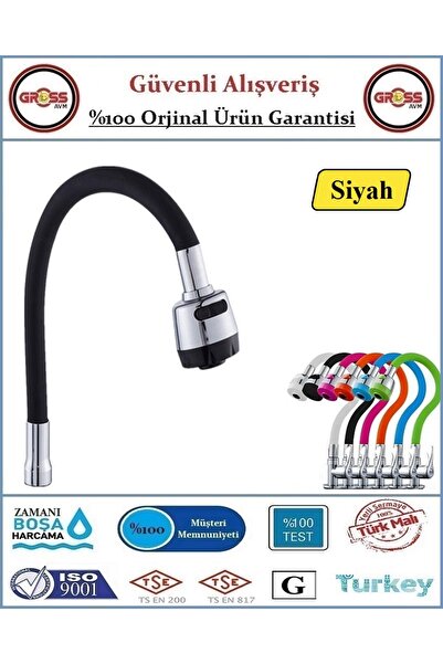 GrossAVM Spiralli Esnek Mutfak Evye Batarya Borusu - Siyah