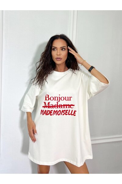 Unbranded/Generic MADEMOISELLE oversized dress shirt with printed message