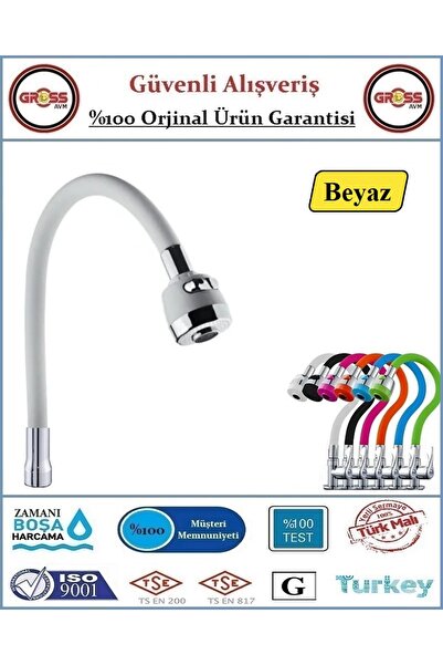 GrossAVM Spiralli Esnek Mutfak Evye Batarya Borusu - Beyaz