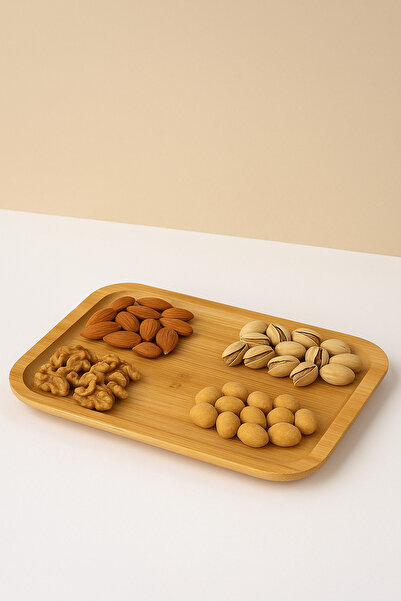 CEZVE HOME Bamboo Presentation Snack Rectangular Plate 25X14 cm