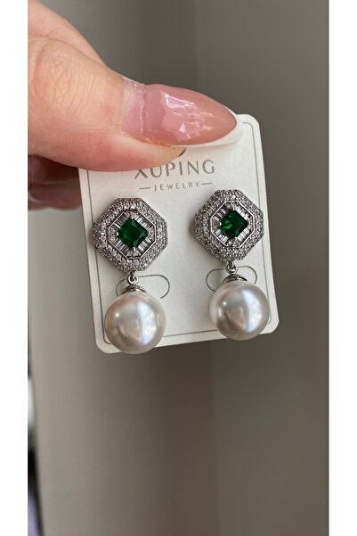 luxyansımalar Pearl Detailed Zircon Stone Steel Vintage Earrings