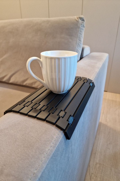 Nova Siyah Renk Çok Amaçlı Koltuk Kenar Sehpası, Supla, Yemek Servis Altlığı