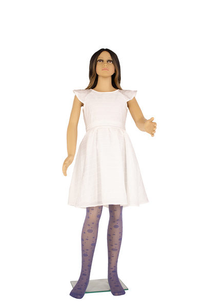 PETRA-ELISA Children's Lycra 20 Den Tights with Evelina pattern, Indigo Grey, 6-9 years