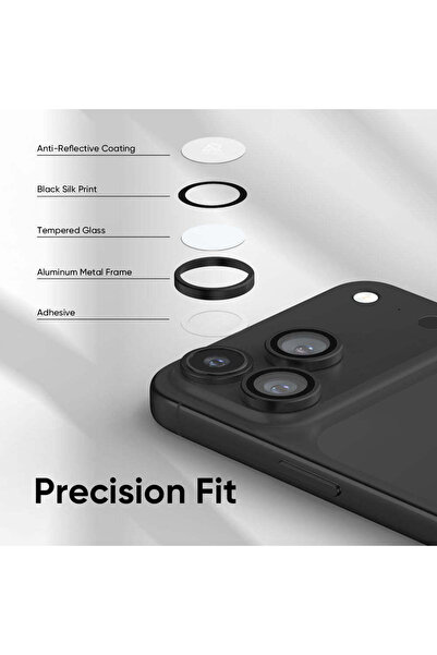 bbtech iPhone 17 Pro / Pro Max Compatible Metal Framed 9H Tempered Glass Camera Lens Protector Crystal Clear