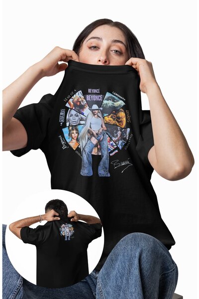Fuddy Moda Унисекс тениска с принт на гърба от албума на Бионсе, тениска с об...
