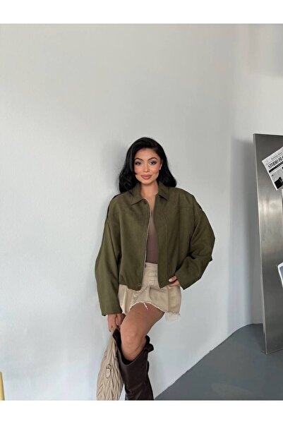 asyadabutik سترة كبيرة الحجم من جلد الغزال الفاخر مع بطانة داخلية