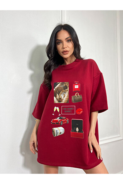 Unbranded/Generic MONEY MAGNET oversized dress shirt with glam icon print
