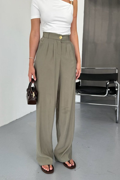 adba style Women's Lyocell Woven Pleated Palazzo Pants 4039