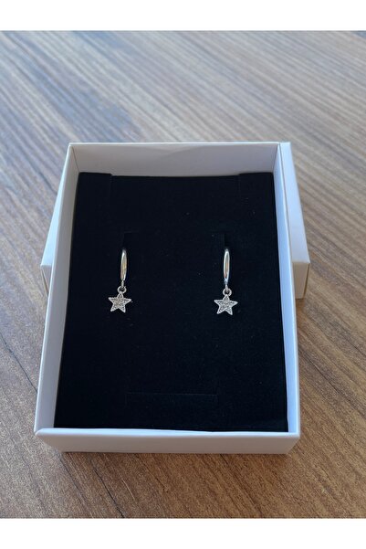 noxen Silver Eyelash Zircon Star Design Earrings