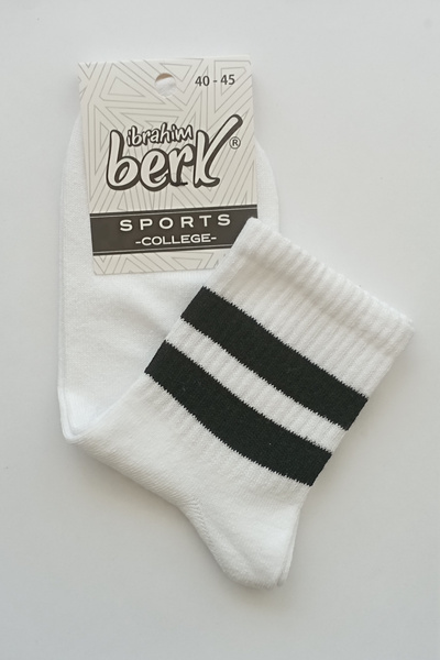 İbrahim Berk 6 Pairs Men's College Socks White Black Striped College Sports Socks