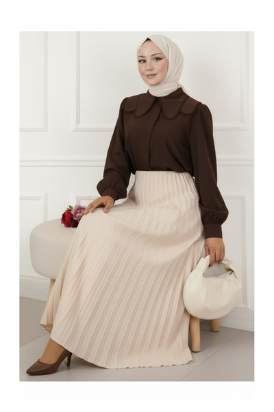 MODA Lace Collar Detailed Skirt Top Short Crop Shirt