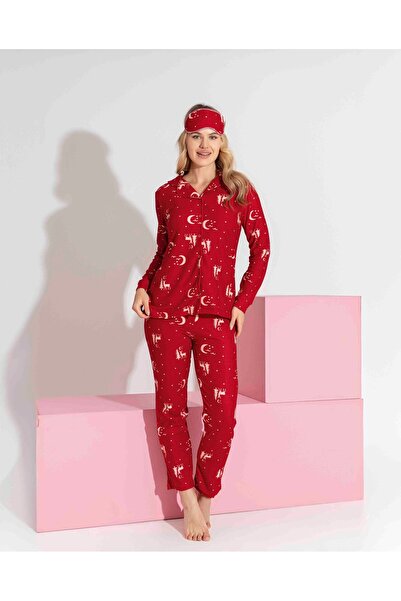 Tarık ANNE-KIZ KOMBİN YAPILABİLİR DÜĞMELİ SÜET UZUN KOLLU UYKU BANTLI AİLE BAĞI YILBAŞI PİJAMA TAKIMI-3178
